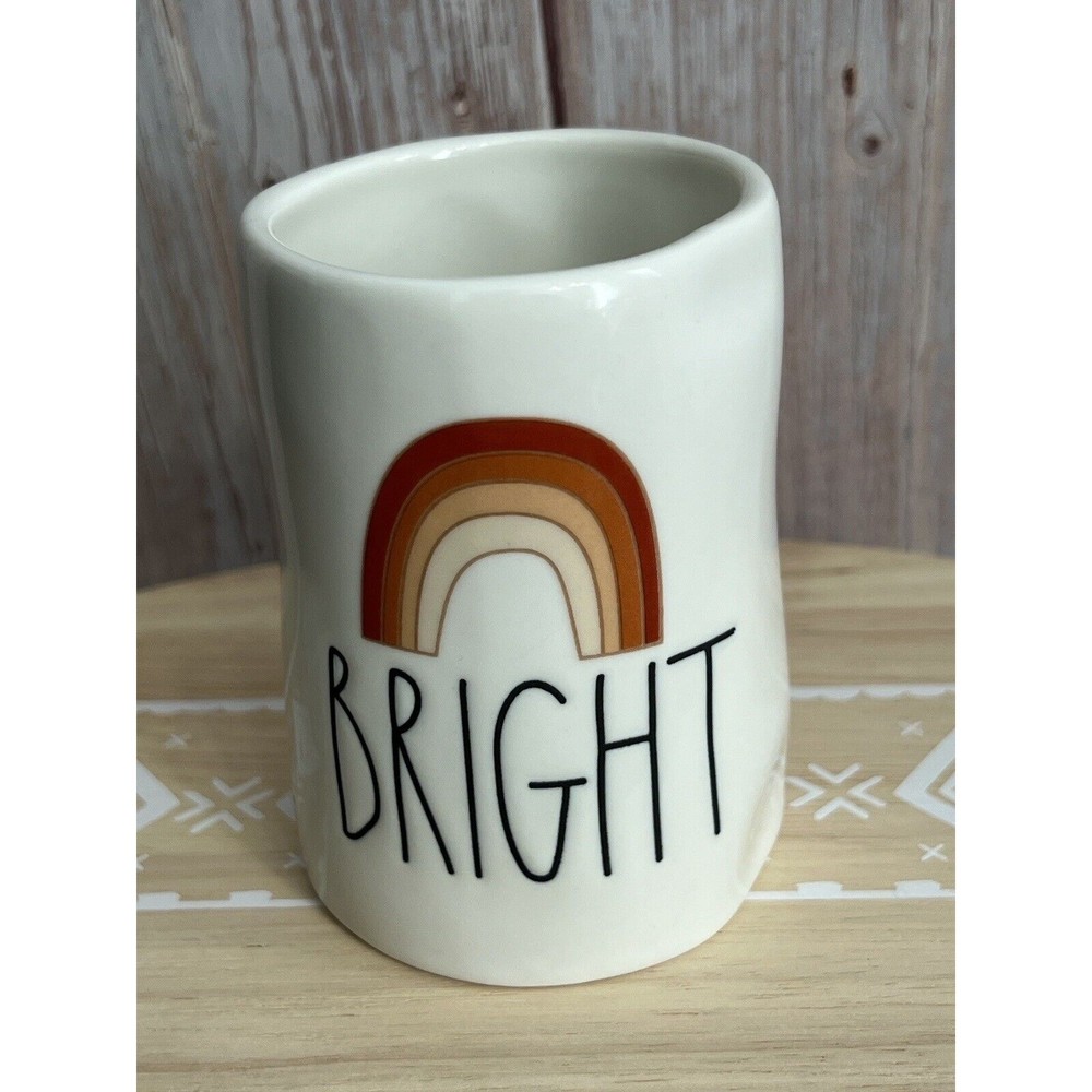 EUC Rae Dunn By Magenta Rainbow “BRIGHT” Ceramic Small Vase/Small Utensil Cup